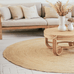 Sete Bleached Hand-Braided Round Jute Rug