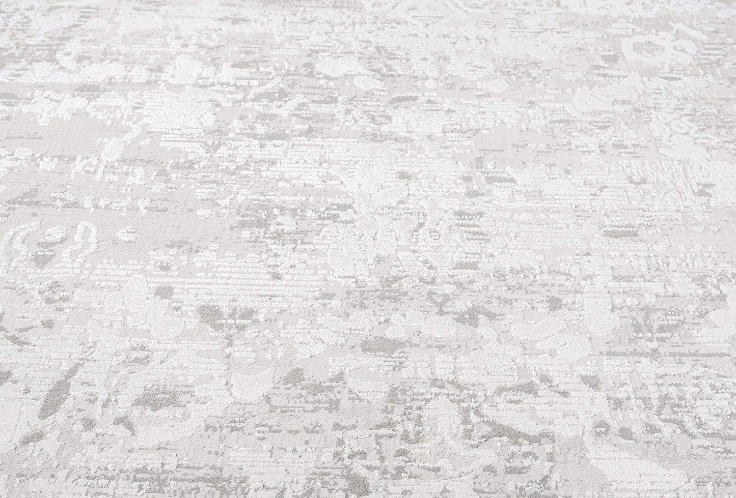 Adela Grey and Ivory Distressed Floral Rug