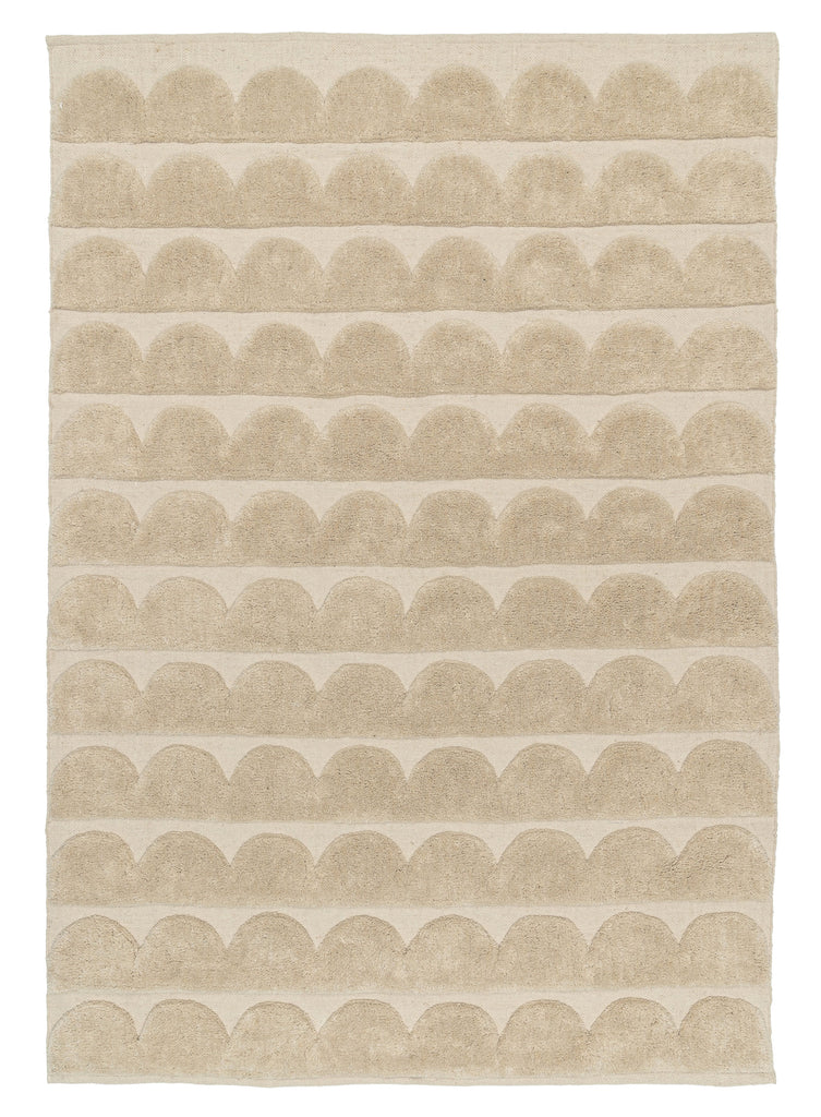 Ajuma Taupe Scallop Washable Wool Rug
