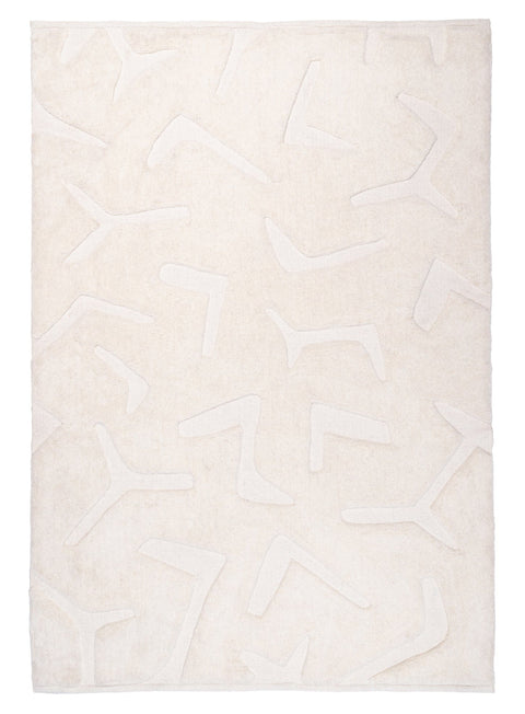 Akkira Abstract Cream Washable Wool Rug