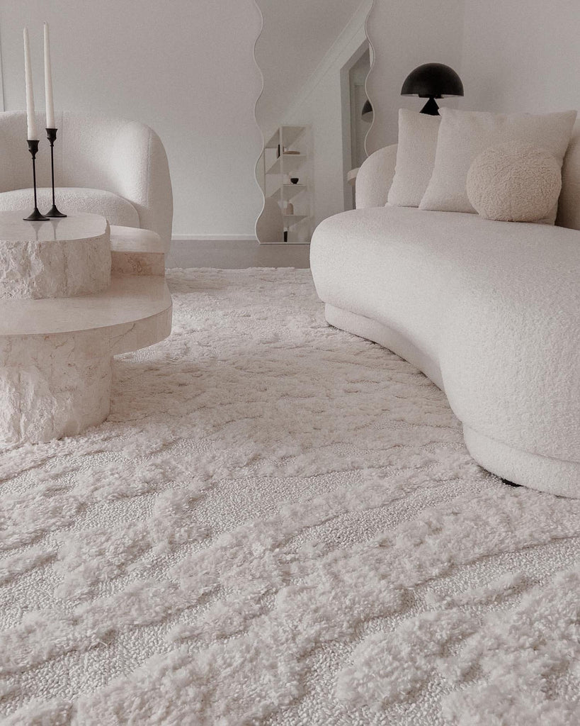 Alturra Ivory Cream Abstract Textured Rug