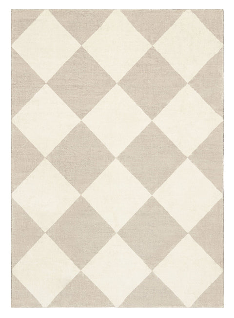 Anastasia Grey Cream Checkered Washable Rug