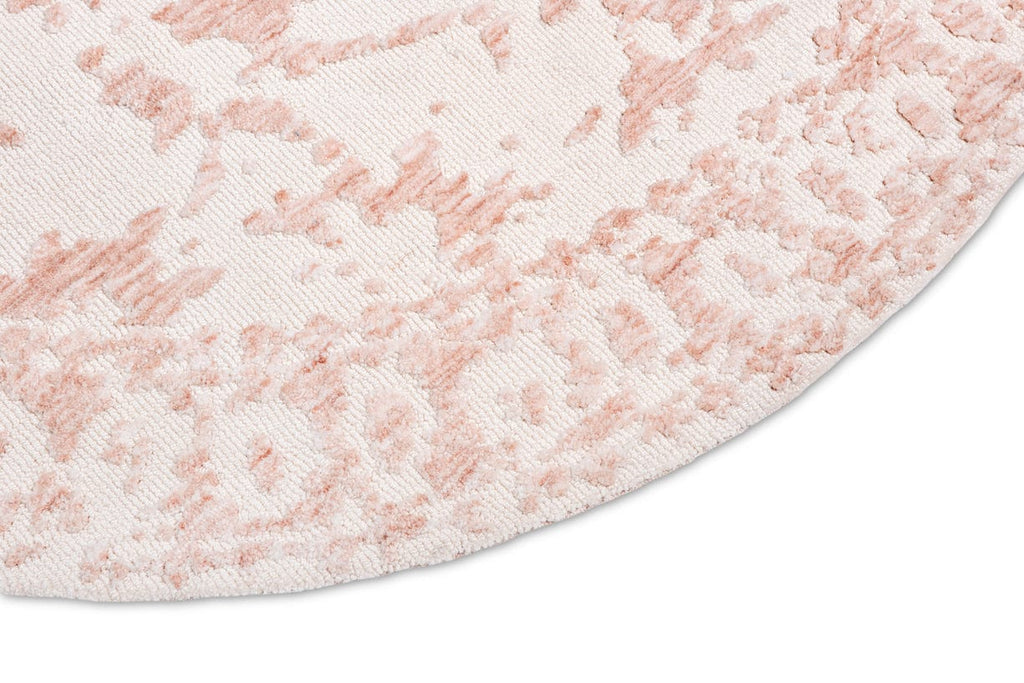Aria Pink and Ivory Floral Transitional Round Rug