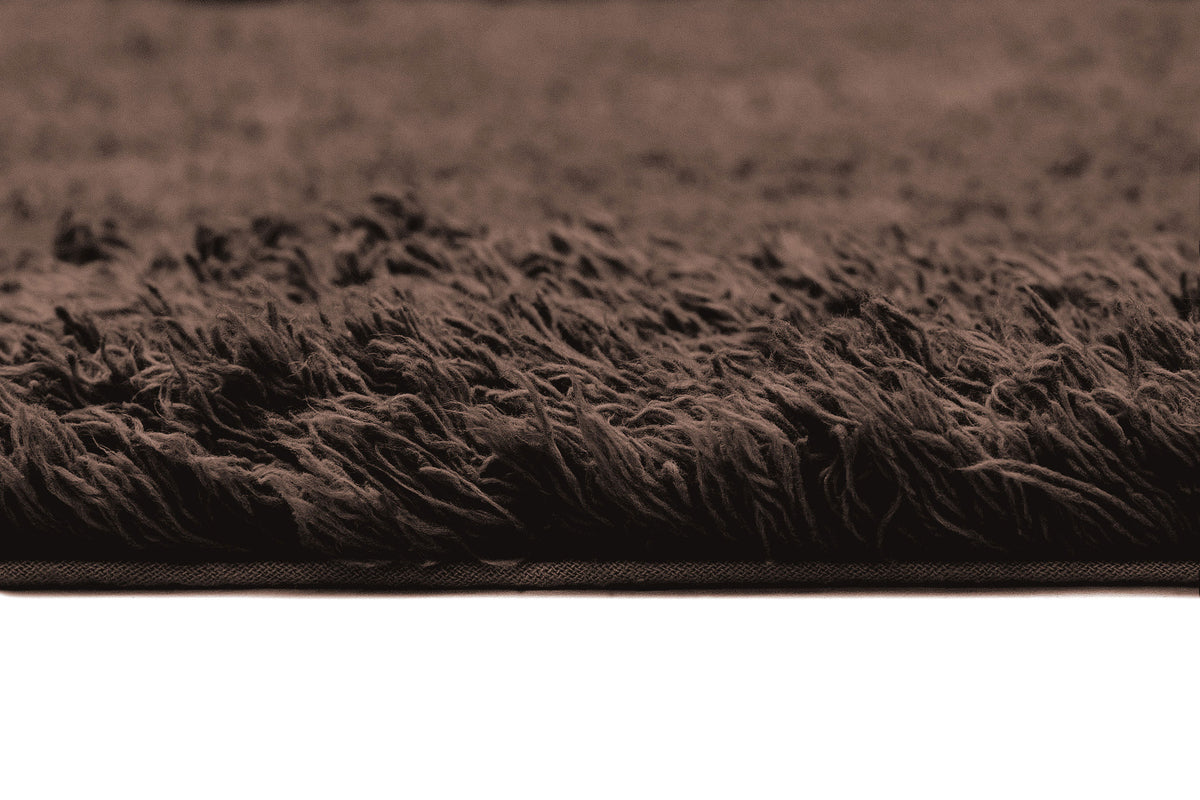 Astrid Cocoa Brown Shag Border Bath Mat