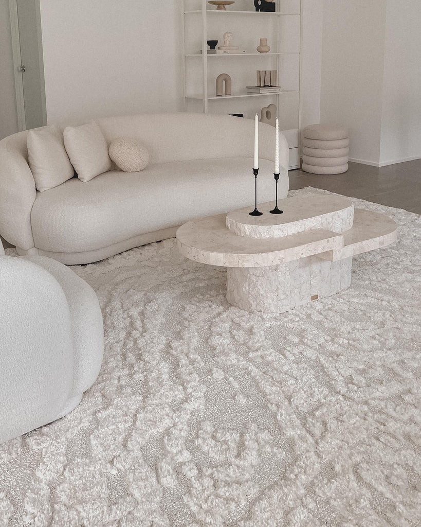 Aurora Ivory Cream Abstract Textured Rug
