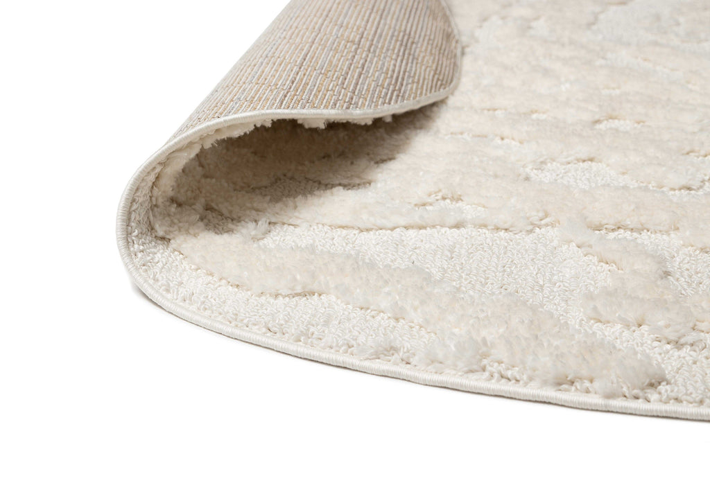 Aurora Ivory Cream Abstract Textured Round Rug