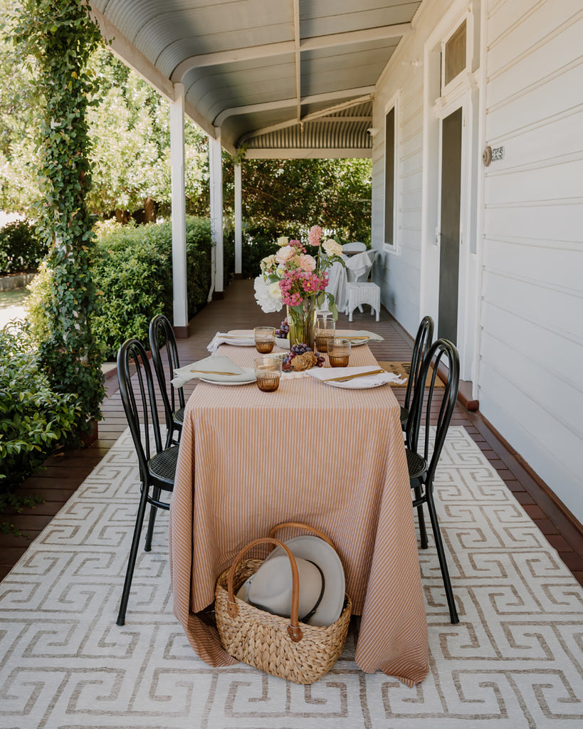 Ayat Beige Cream Indoor Outdoor Washable Rug