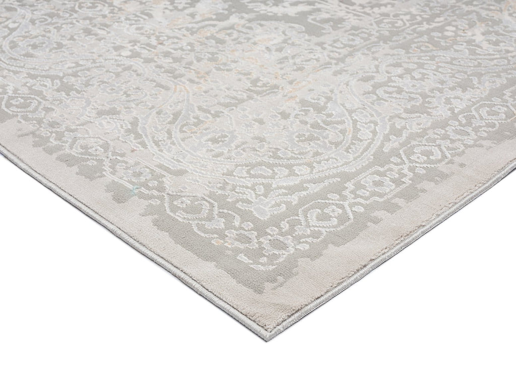 Aylin Cream Ivory And Grey Traditional Floral Runner Rug