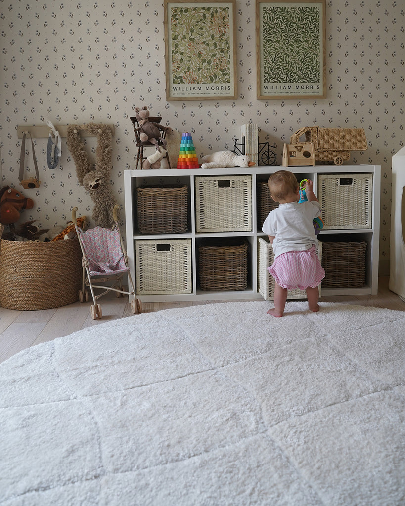 Calypso Ivory Cream Textured Tribal Round Rug