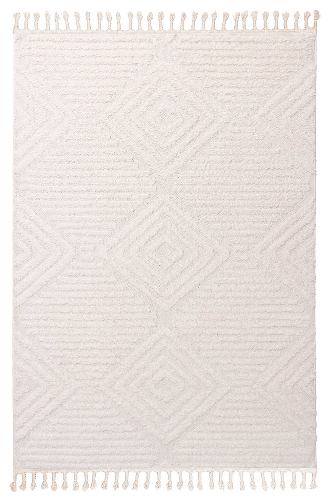 Carrie Ivory Cream Geometric Textured Rug