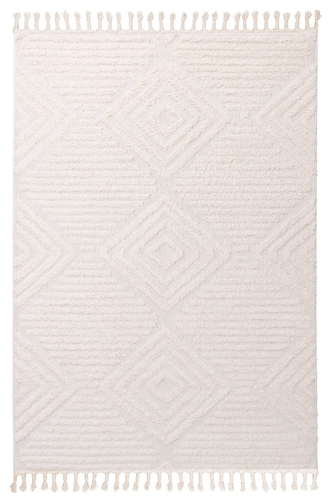 Carrie Ivory Cream Geometric Textured Rug