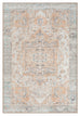 Ceren Orange and Blue Traditional Distressed Washable Rug