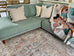 Ceren Orange and Blue Traditional Distressed Washable Rug