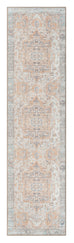 Ceren Orange and Blue Traditional Distressed Washable Runner Rug