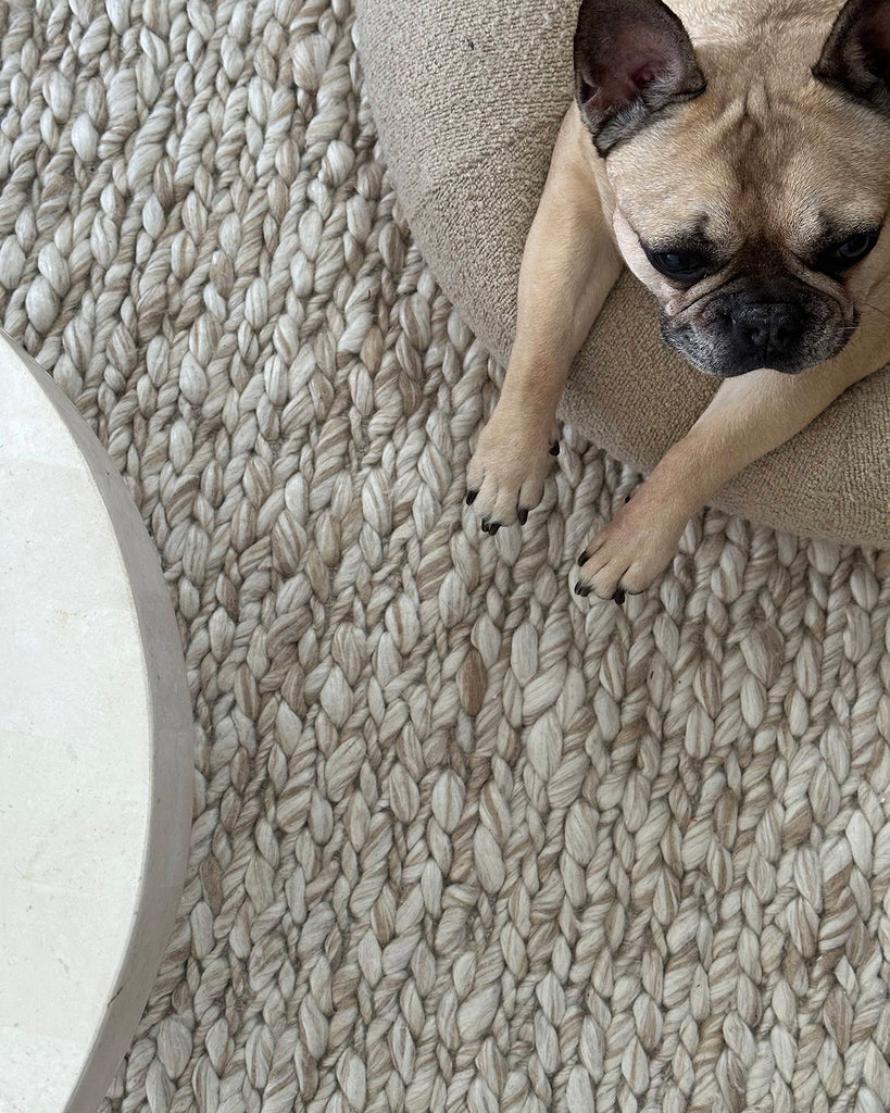 Colette Cream and Beige Marbled Wool Rug