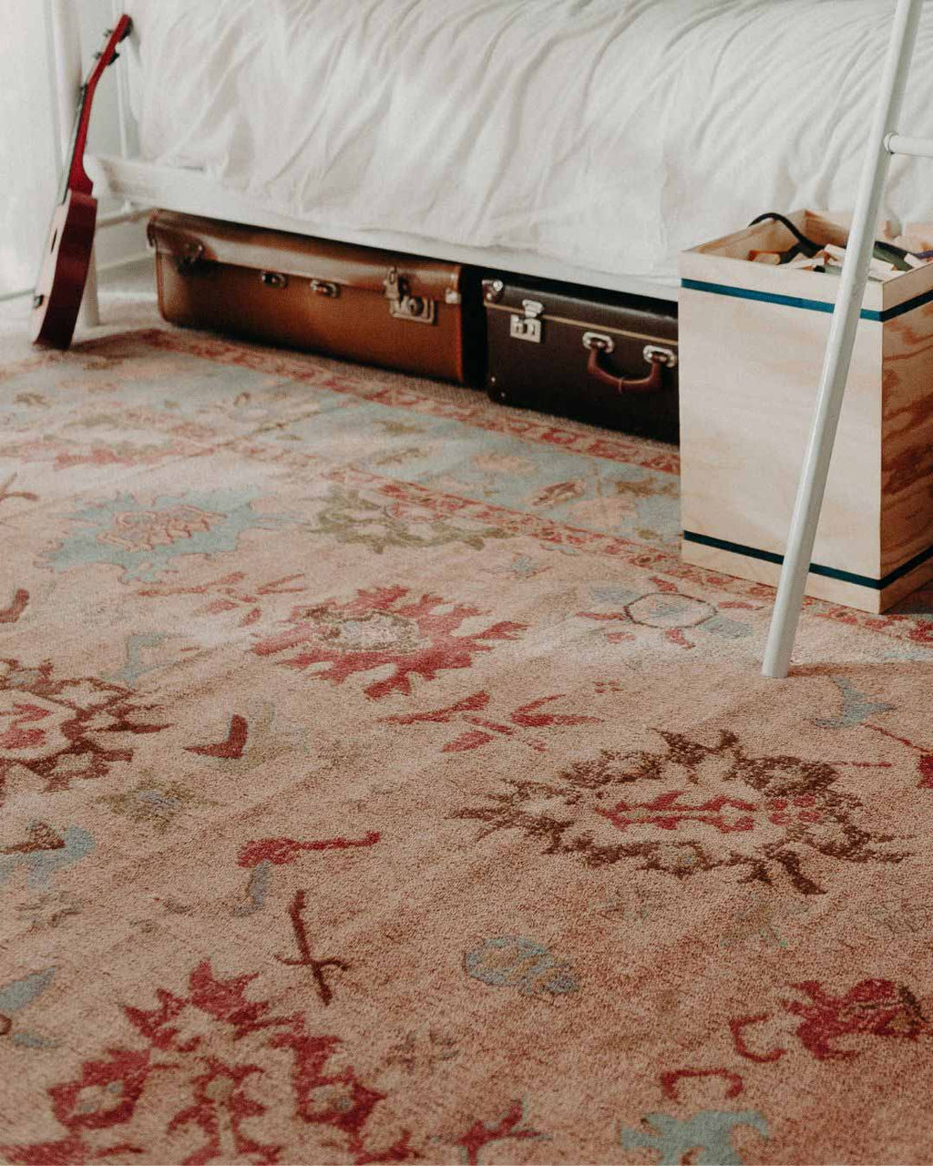 Dakota Blue and Pink Bordered Floral Rug