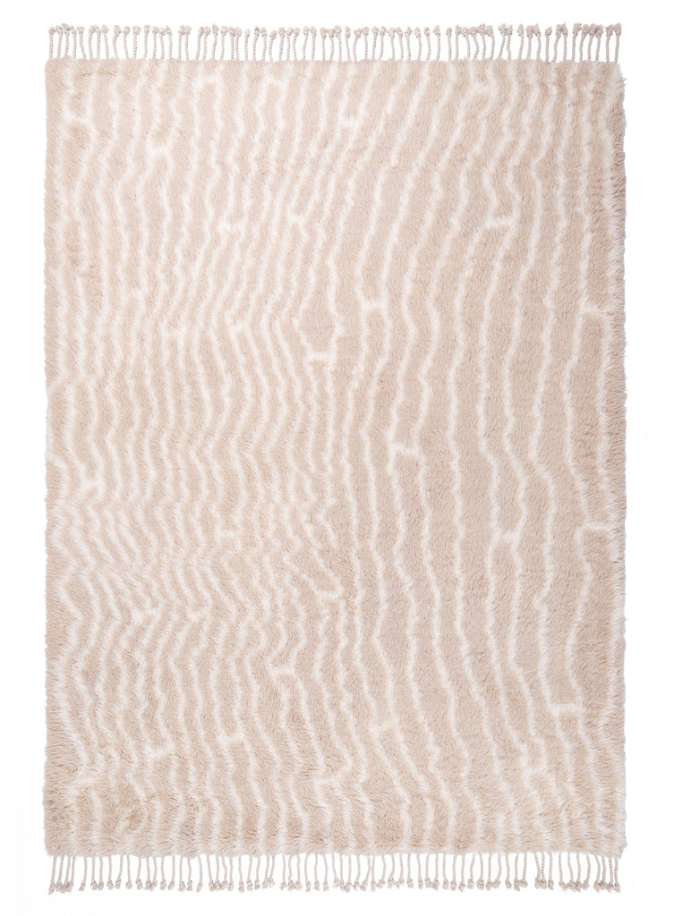 Daria Beige and Cream Abstract Tribal Wool Rug