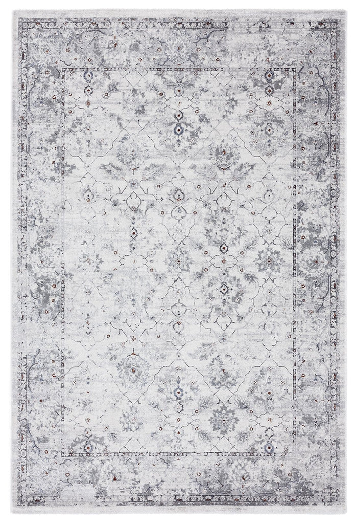 Elisha Grey and Blue Traditional Distressed Medallion Rug