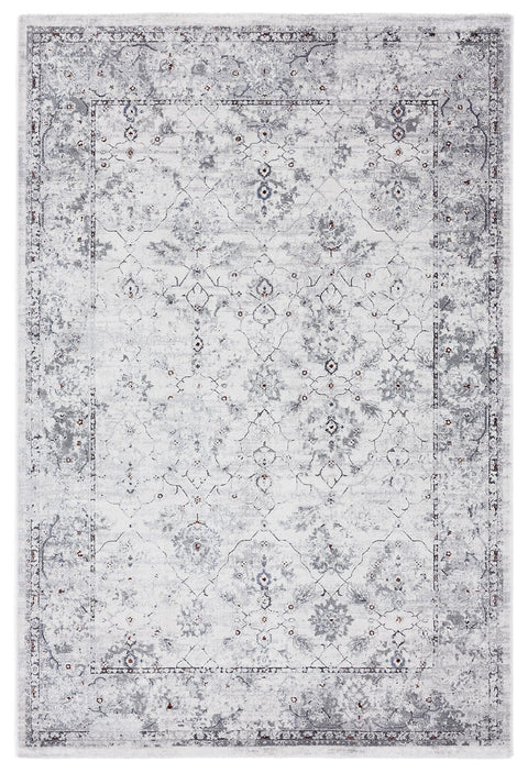 Elisha Grey and Blue Traditional Distressed Medallion Rug