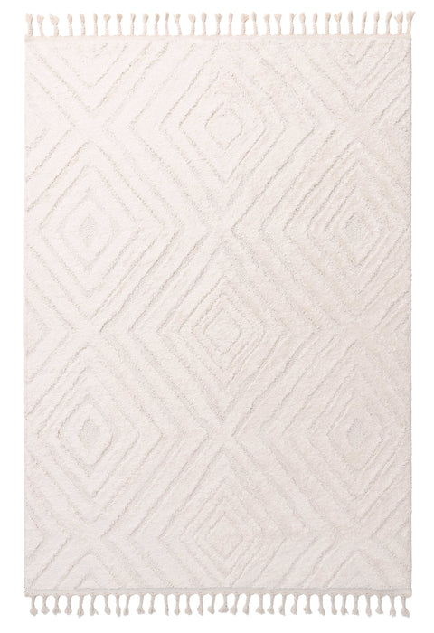 Elmira Ivory Cream Diamond Tribal Rug