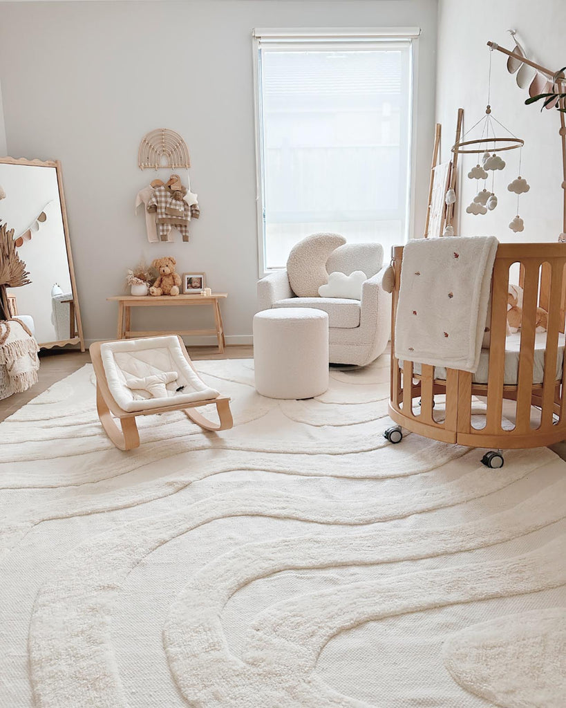 Eniko Abstract Cream Washable Wool Rug