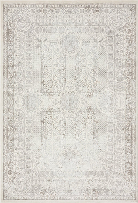 Esmeray Ivory And Grey Traditional Distressed Rug