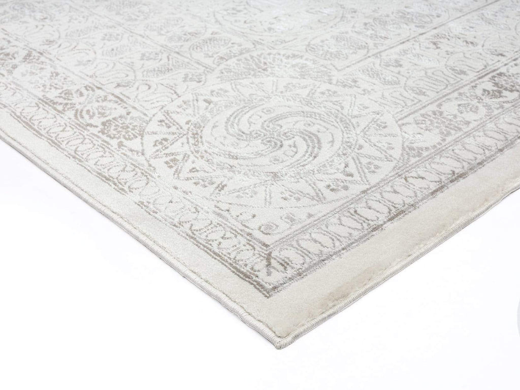 Esmeray Ivory And Grey Traditional Distressed Runner Rug