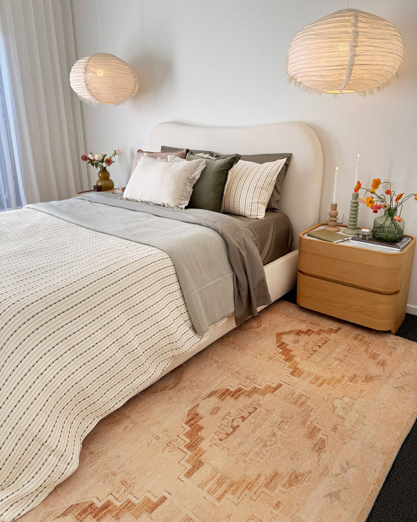 Esther Cream and Peach Tribal Washable Rug