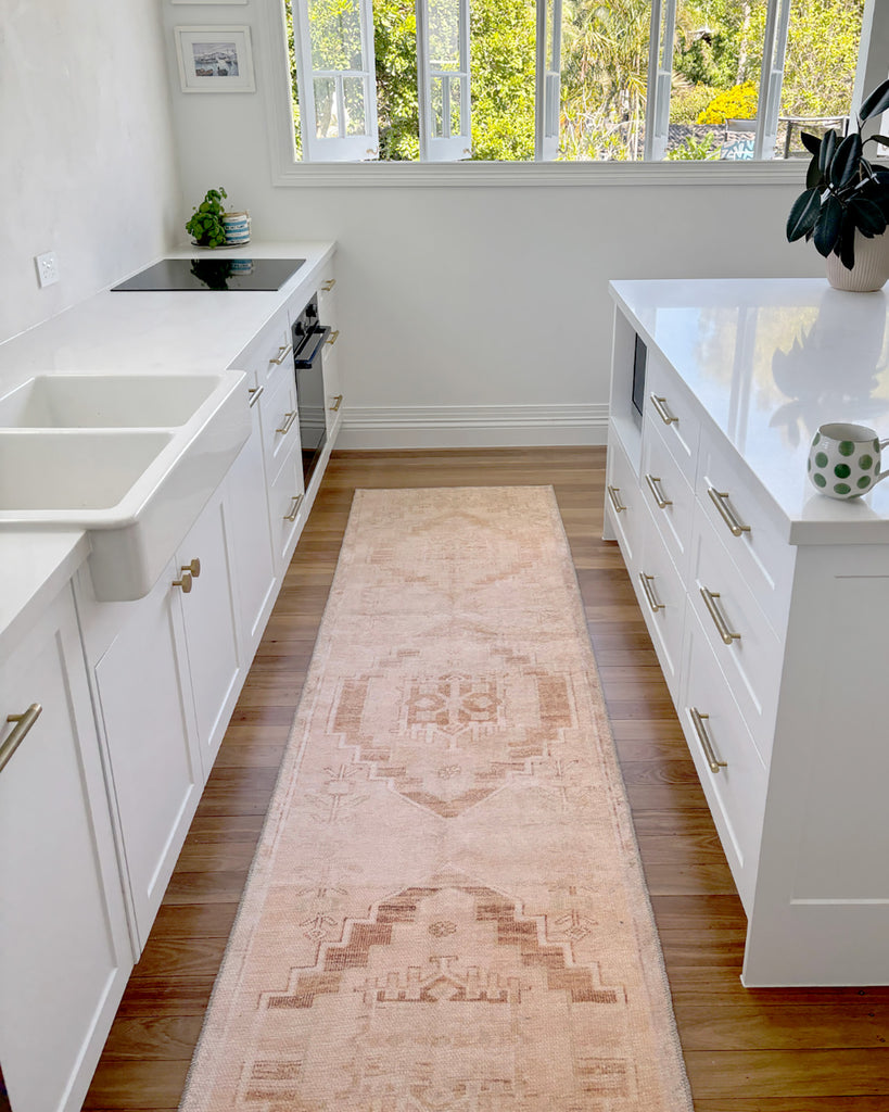 Esther Cream and Peach Tribal Washable Runner Rug