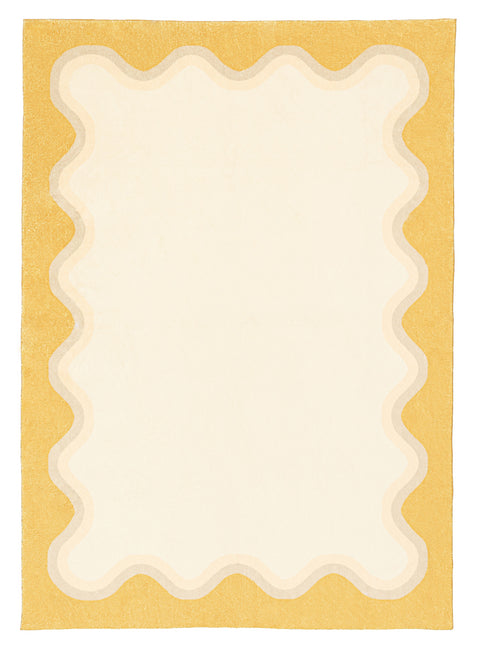 Esti Cream and Yellow Wiggle Bordered Washable Rug