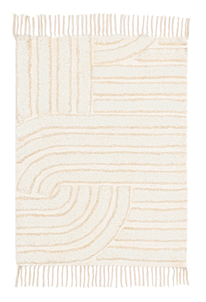 Etta Ivory Geometric Washable Bath Mat