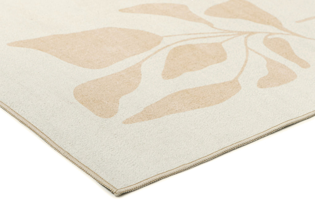 Eugenie Neutral Botanical Border Washable Rug
