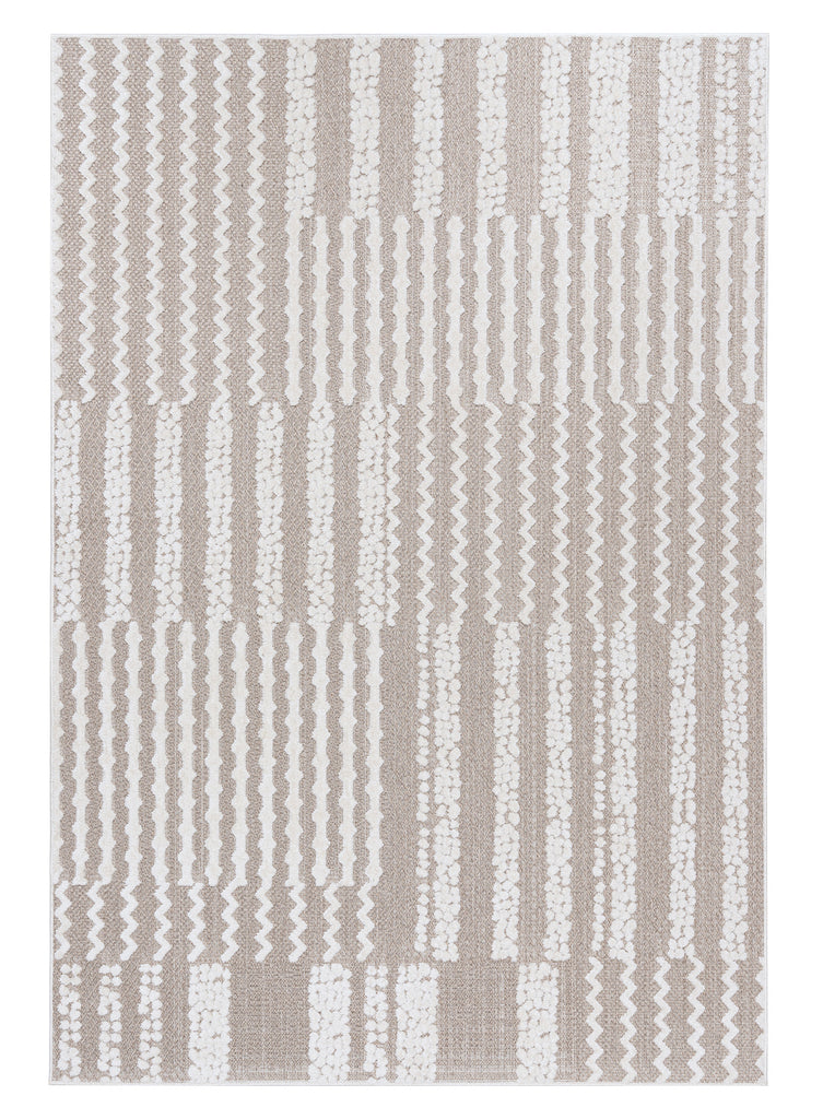 Faina Beige and Ivory Abstract Indoor Outdoor Rug