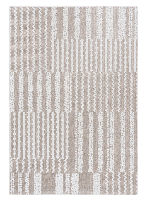 Faina Beige and Ivory Abstract Indoor Outdoor Rug