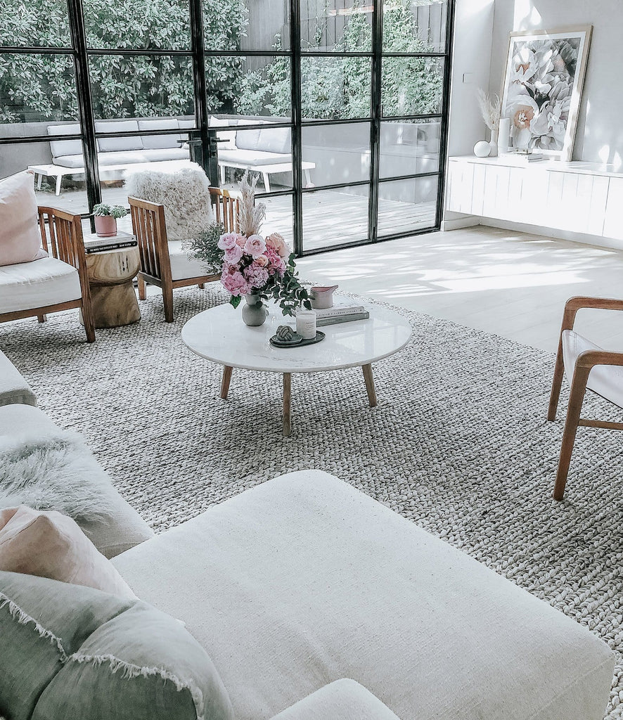 Farrah Marble Grey Braided Wool Rug