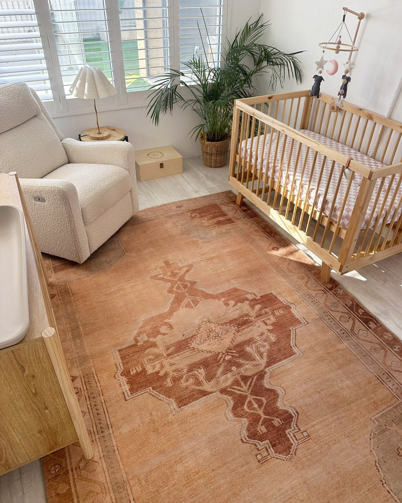 Feliza Cream and Rust Medallion Washable Rug