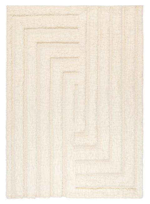 Fontana Ivory Abstract Textured Wool Rug