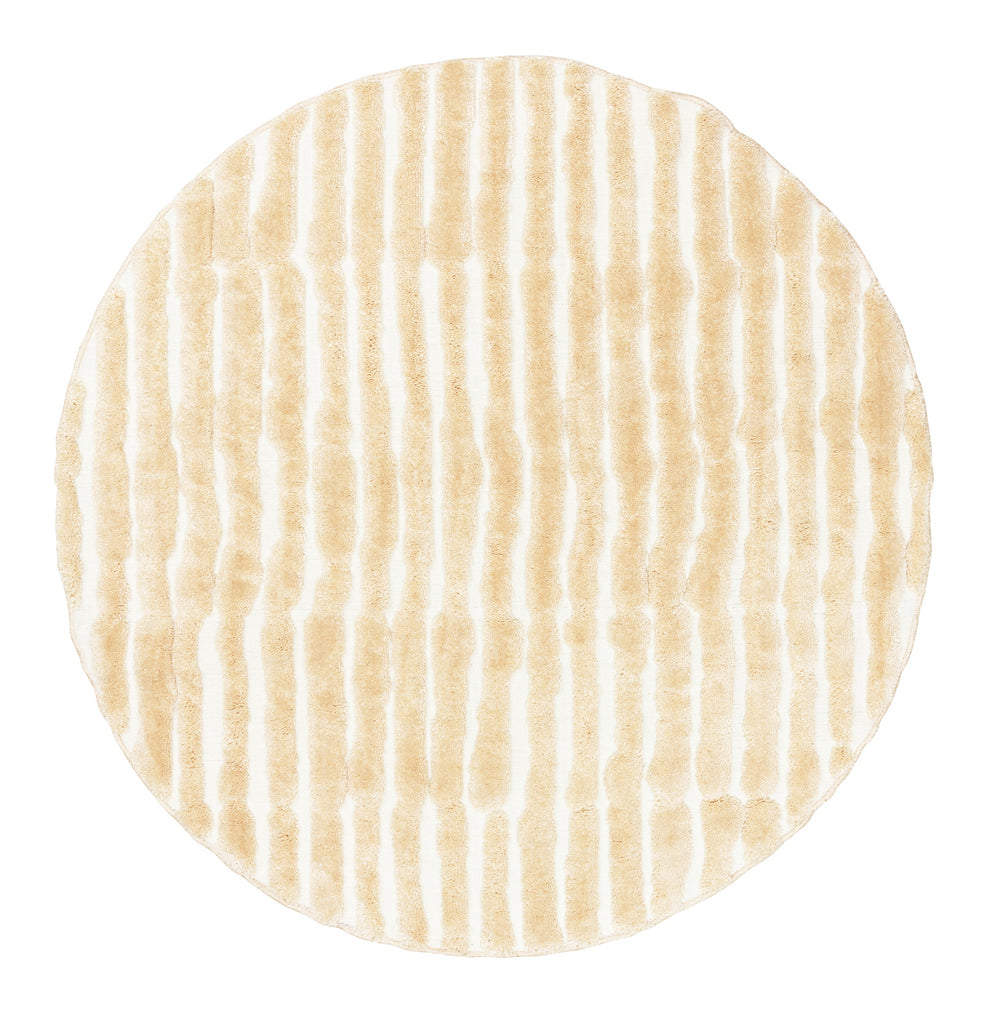 Fritzie Champagne Abstract Striped Round Rug