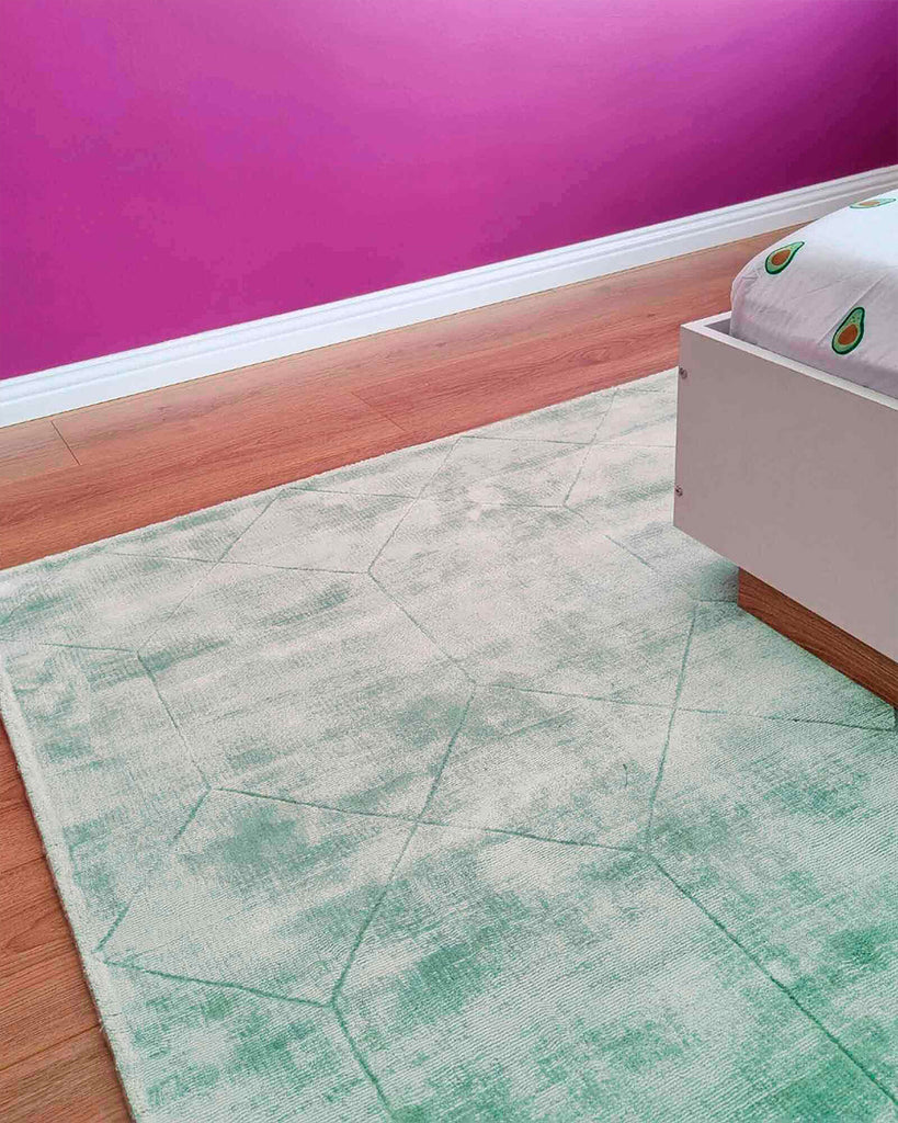 Harley Mint Green Geometric Viscose Rug