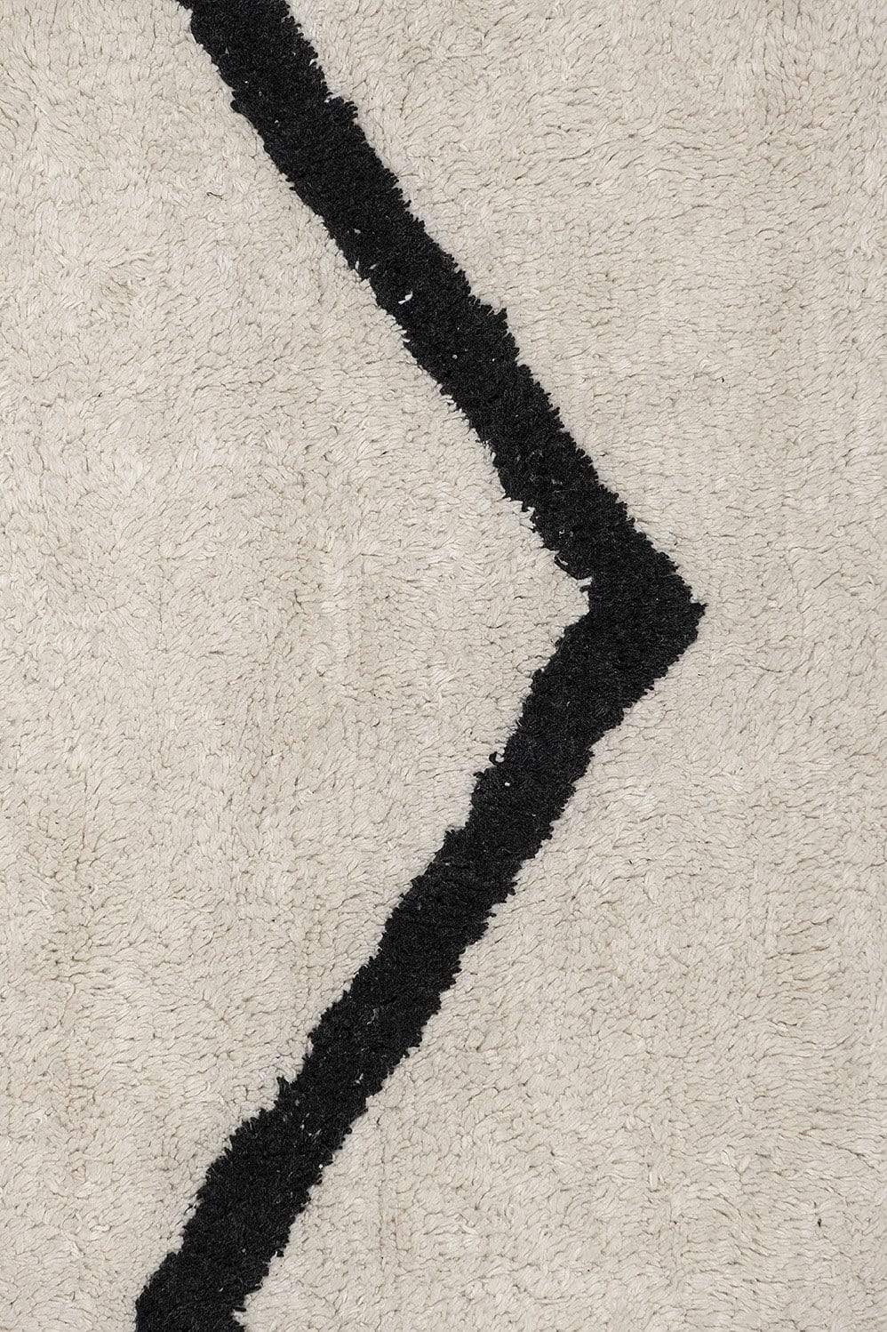 Hayley Black and Ivory Tribal Washable Berber Rug