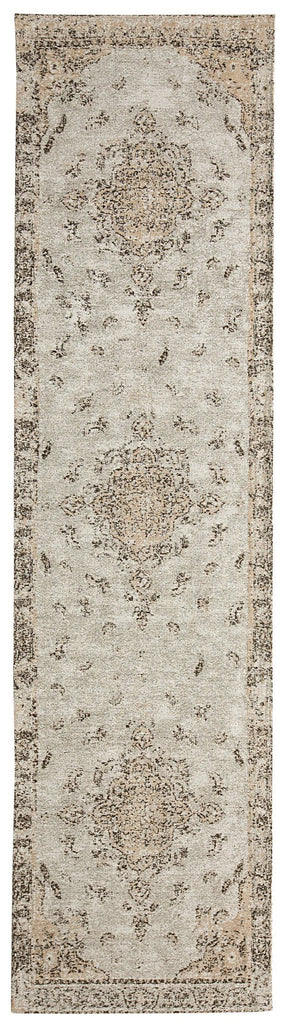 Helena White and Peach Turkish Style Distressed Runner Rug