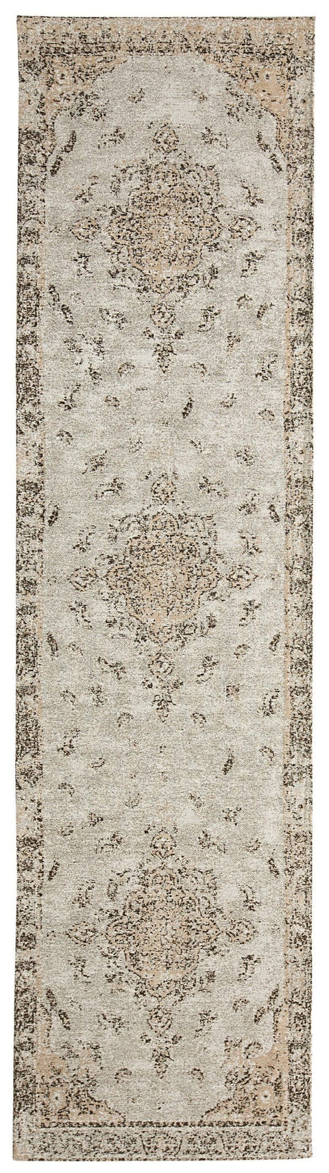 Helena White and Peach Turkish Style Distressed Runner Rug