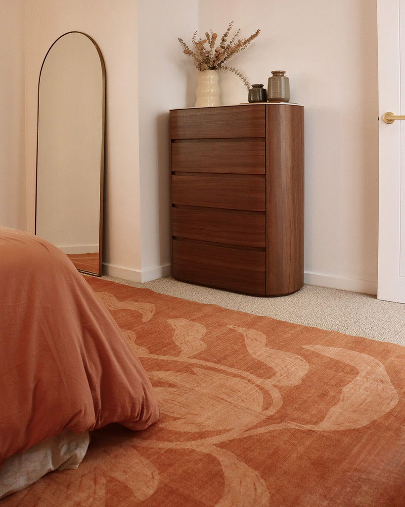 Iras Rust Botanical Washable Rug