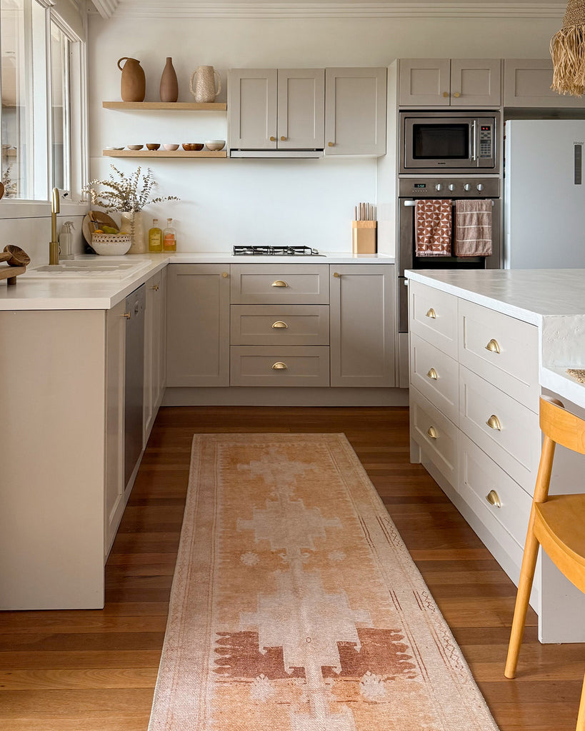 Isola Cream and Rust Tribal Washable Runner Rug