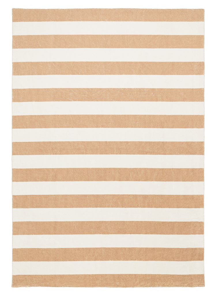 Jaida Tan Brown Cream Stripe Washable Rug