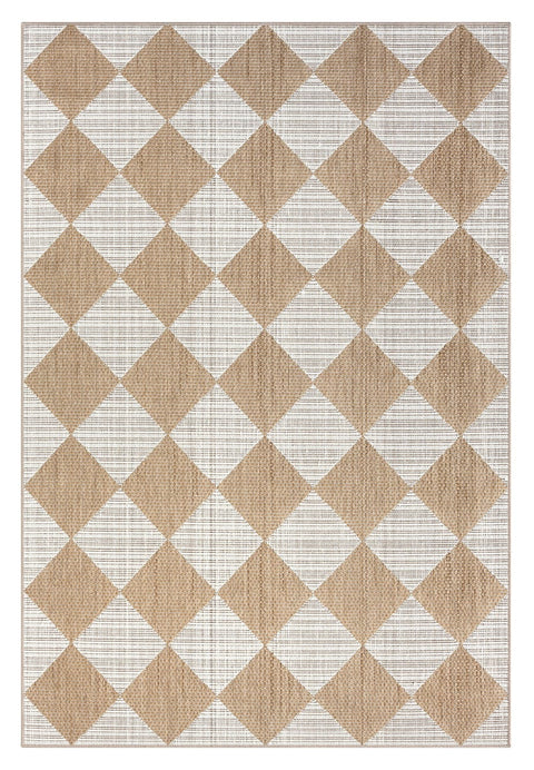 Kalei Brown and Ivory Checkered Flatweave Indoor Outdoor Rug