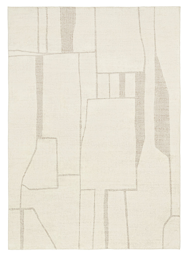 Kaliko Beige Abstract Pattern Washable Rug