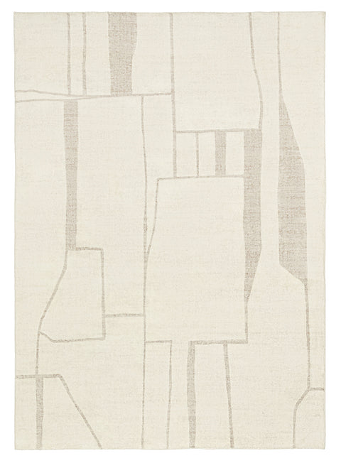 Kaliko Beige Abstract Pattern Washable Rug