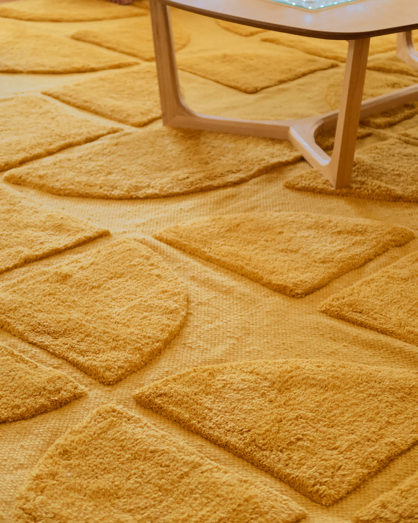 Kay Mustard Geometric Washable Wool Rug