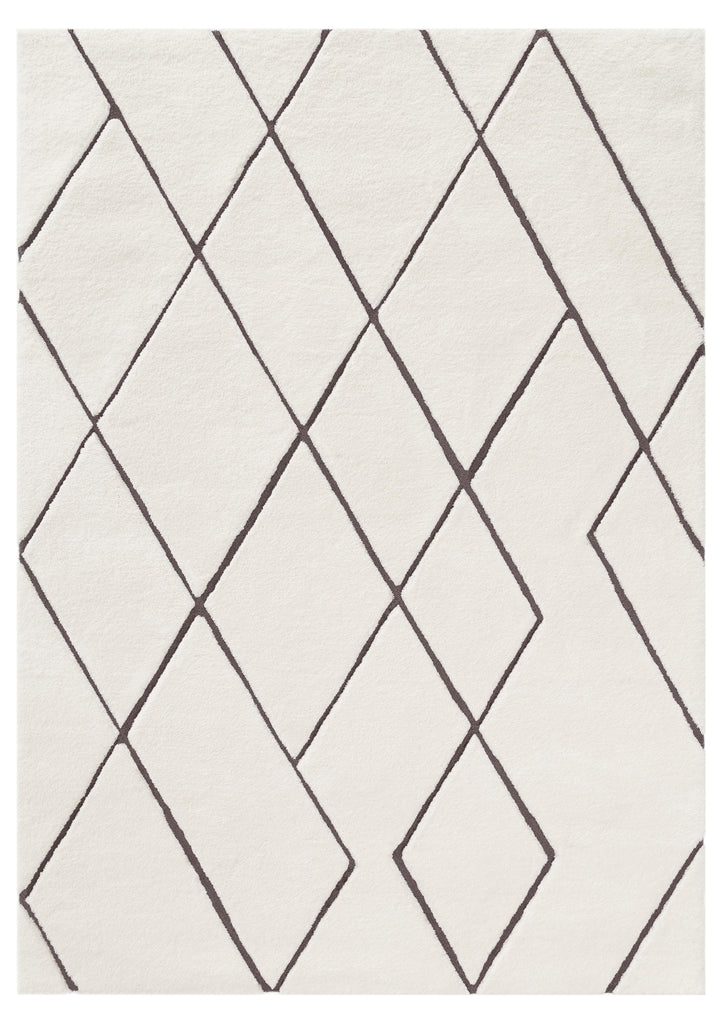 Kayla Cream and Charcoal Grey Tribal Shag Rug